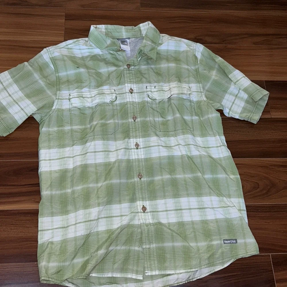 Medium the north face breathable button down green plaid shirt